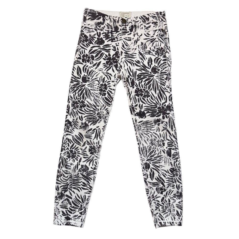 DVF Loves Current/Elliott Women The Classic Skinny Floral Chocolate Pants Sz 28